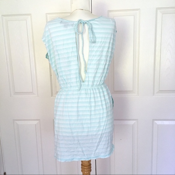 VOLCOM• Blue & White Striped Beach Coverup Dress - Picture 2 of 5